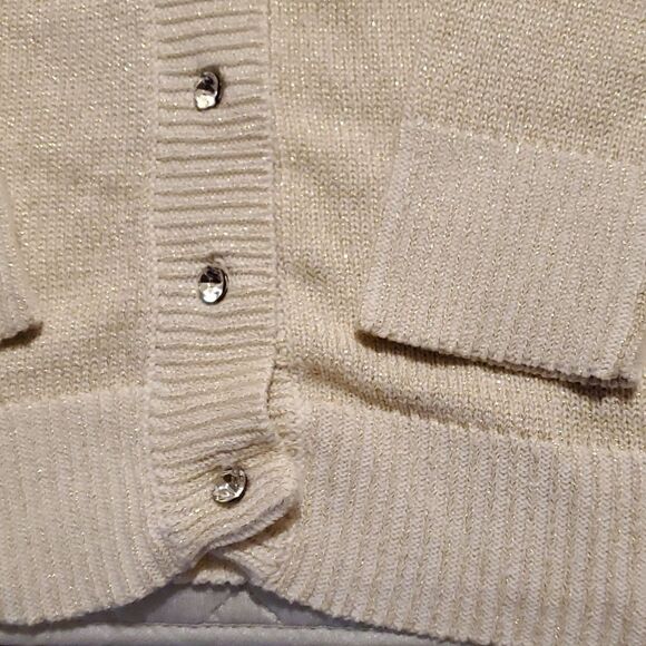Quaker Factory bling Button Metallic Cardigan XS - Picture 4 of 5